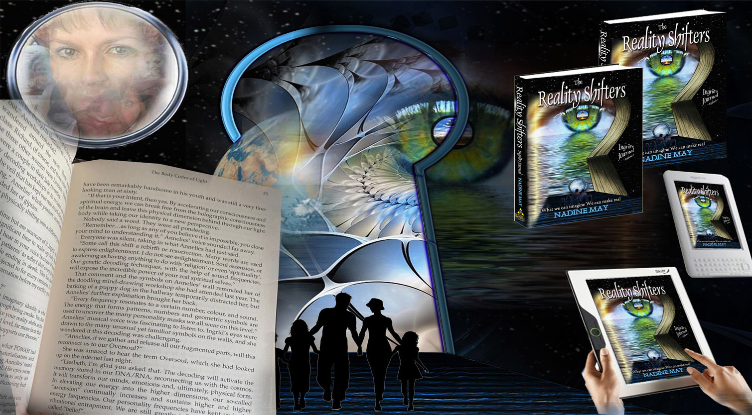 Open book page from the novel: The Reality Shifters, from which the excerpts will be shared.